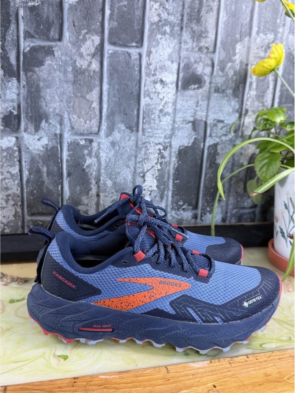 Brooks Cascadia 17 GORE-TEX Blue/Orange Low Top Lace-Up Men's Trail Sneaker